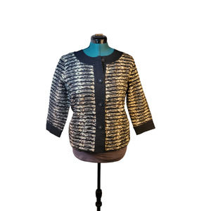 Chicos Quilted Patterned Button Up Jacket Womens Size 1‎ (8/S)